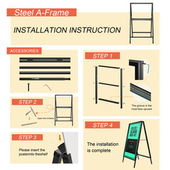 Heavy-Duty Double-Sided Metal A-Frame Sidewalk Sign Holder Stand 24″x36″