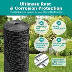 Black Hardware Cloth, 48” x 100′ 1/2 inch 19 Gauge Welded Wire Fence US STOCK