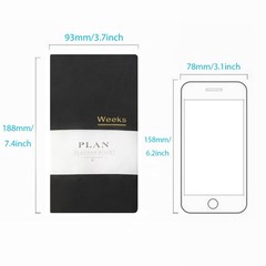 Fromthenon PU Leather Weekly Plan Portable 7.4 x 3.7 x 0.6 inches, Black