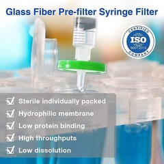 Lab Sterile Syringe Filter PES, 0.22 micron Pore Size, 33mm Diameter, Pack of 10