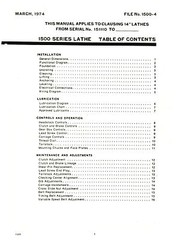 Clausing 14″ Lathe 1500 Series sn151110-152258 Instruct & Parts List Manual 1361