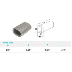 Set Of 10 Pc 1/8” Marine Stainless Steel Wire Rope Oval Sleeve Sleeves Crimping