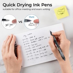 Bolígrafo de gel de tinta negra de 0,5 mm, punta fina, tinta gel gran capacidad