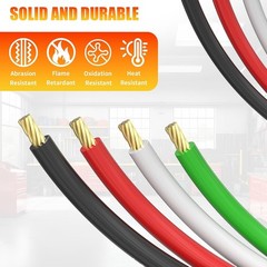6 AWG Gauge THHN Stranded Copper Wire – 6 AWG Black, Red, White with 8 AWG Green