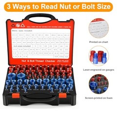 66 Pcs Nut and Bolt Thread Checker – 34 Standard 66 Thread Checker with Toolbox