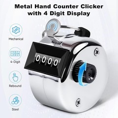 2 PCS 4 Digit Number Dual Clicker Golf Hand Tally Counter Metal Handy Convenient