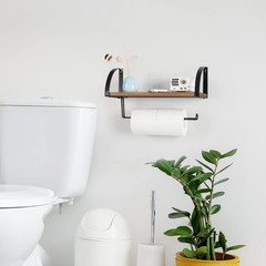 BTY Paper Towel Holder Wall Mount Farmhouse Wood Paper Towel Holder with Shel…
