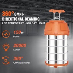 VEVOR 150W LED Temporary Construction Light 20000LM Work Jobsite Lighting, IP65