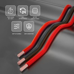 22AWG Flexible Electrical Wire – 25FT Red & 25FT Black Extension Cable