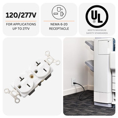 250V Single Wall Outlet Nema 6-20R Receptacle 20A Electrical Switch Duplex 2Pack