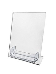 2 Sign Holder Slant Back Display 5″x7″ w Business Card Holder Clear Acrylic AZM