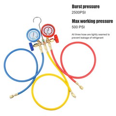 AC Manifold Gauge Set A/C Refrigeration 3 Way Hose Fit For R502 R134a R12 R22