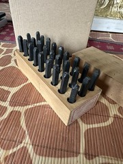 vintage young brothers 1/8″ steel letter stamps gruv grip set of 27 pieces usa
