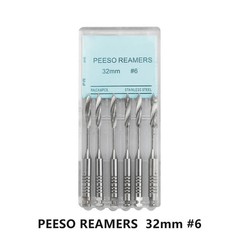 32mm Dental Endo Pesso Reamers Drills Fresa de conducto radicular 1-6# 6Pc/Pk