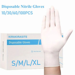 White Nitrile Disposable Gloves Powder & Latex Free Gloves for Kitchen Cooking H