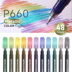 Metallic Pens Acrylic Paint 48 Colors,1.0mm Medium Point Glitter Pens,Waterpr…