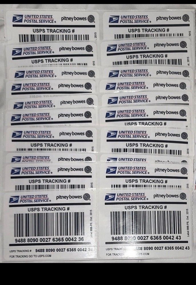 Lot of 25 Pitney Bowes Label 888 Tracking Number stickers for USPS packages NEW