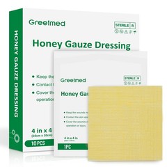 Greetmed Honey Gauze Dressing 2″ x 2″ Sterile Wound Care – Pack of 10