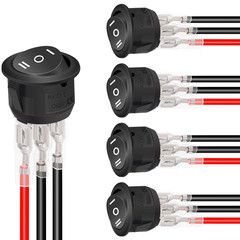 5Pcs 12V Round Rocker Switch ON/Off/ON AC 6A/250V 10A/125V SPST 3 Pin 3 Position