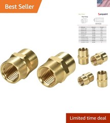 2 Pack 1/4″ x 1/4″ NPT Coupler, Brass Female Pipe Fitting 1/4″ x 1/4″ NPT Fem…