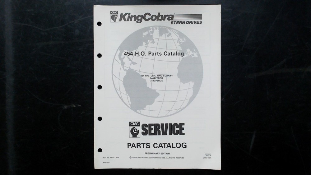 OMC King Cobra 454 H.O. Parts Catalog 987077 1990 Stern Drives