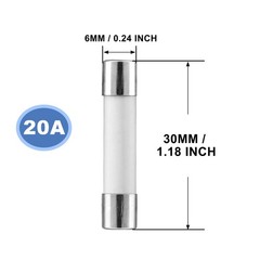 Litoexpe 20-Pack 20 amp Slow-Blow Time Delay Fuses, 20A 250V Silver, Ivory