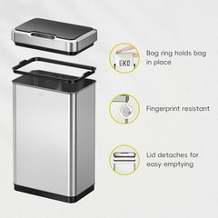 EKO Mirage-T 50L Touchless Motion Sensor Trash Can Stainless