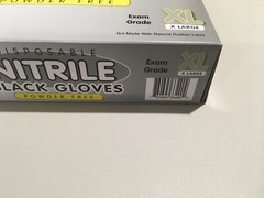 SUNSET DISPOSABLE NITRILE BLACK GLOVES BOX OF 1,000 EXAM GRADE POWDER FREE XL