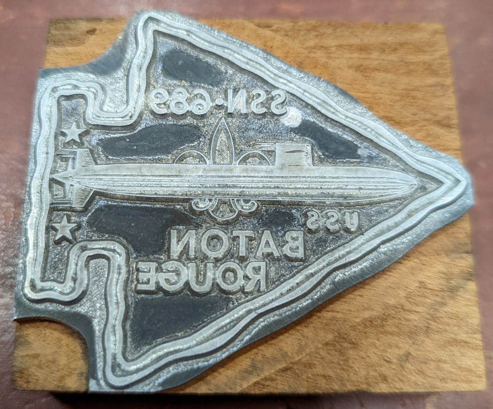 Rare USS Baton Rouge SSN-689 submarine US Navy military printer stamp block 2.75