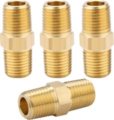 Solid Brass 1/4 NPT Hex Nipples – Pack of 4 Efficient Plumbing Connectors