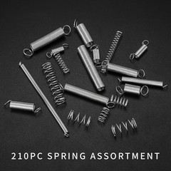210 Pcs Spring Assortment Kit Compression & Extension Springs Zinc Plated Steel