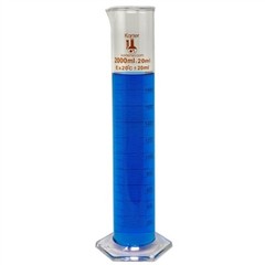 2000ml Graduated Cylinder, Glass, Hexagonal, Karter Scientific 246M2 (Single)