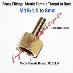 Metric Female Thread M16 M16x1.5 Barb 8mm 5/16 in Adapter Hose Fitting Connector