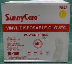 (Case of 10 Boxes) SunnyCare 7803 Powder Free Vinyl Disposable Gloves Size Large