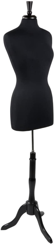 Women’s Dressmaker Form Seamstress Black Jersey Mannequin Size 8 Wood Base