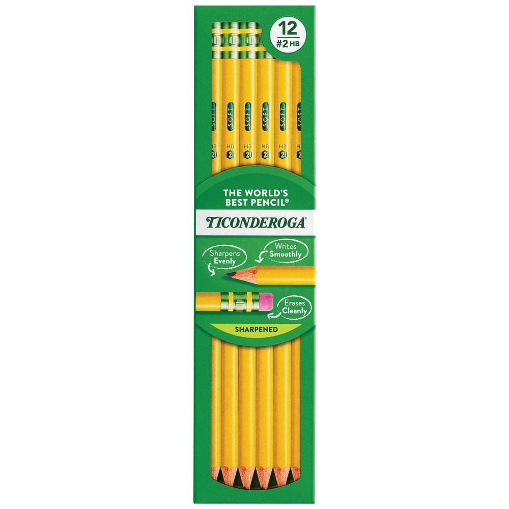 Ticonderoga Wood-Cased Pencils, Pre-Sharpened, 2 12 Count (Pack of 1), Yellow