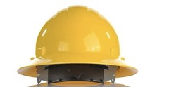 Direct Safety Full Brim Hard Hat, 4 Point Adjustable Ratchet Suspension, Class E