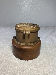 Antique Brass Neptune Meter Co. Trident Water Meter NEW YORK On Wood Base