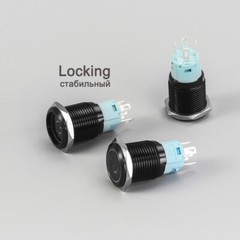 16mm Metal Black Push Button Switch LED Light Momentary Latching Waterproof 12V