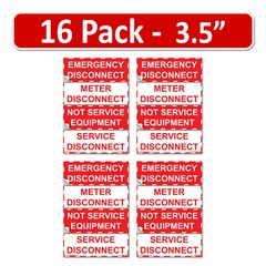 4in1 Emergency Meter Not Service Equipment Service Disconnect Label 3.5 x 5 inch