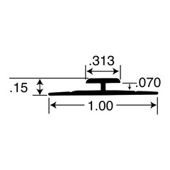 Outwater 1/16in Mill Finish Aluminum Divider Moulding, 12ft Length, Cut to (4)