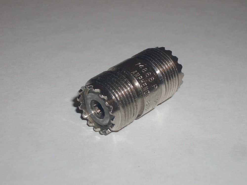 AMPHENOL 83-1J 74868 SO-239 DUAL UHF FEMALE BARREL ADAPTER CONNECTOR USED