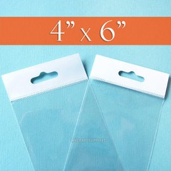 200 Clear Cello Bags,4×6″ HANG TOP, Resealable Self Adhesive,OPP Poly 4 x 6 inch