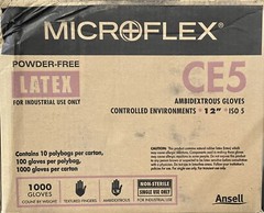 Cleanroom Gloves Disposable Ansell CE5-512-XL 1000 Count (10 packs of 100)