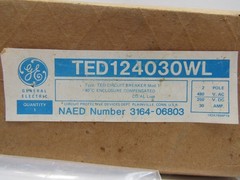NEW GE TED124030WL 30 Amp 480V 2-Pole Circuit Breaker 30A 250 VDC TED124030