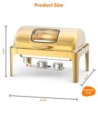 9QT Roll Top Chafing Dish Buffet Set Stainless Steel with Thick Frame for Party