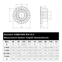 FLANGE NUTS SERRATED 1/4-20, 5/16-18, 3/8-16, ZCN3, Coarse ZINC PLATED STEEL HEX