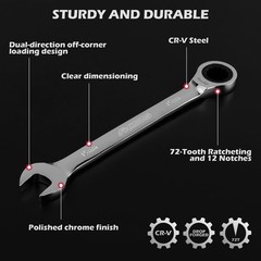 Ratchet Wrench Set Metric Standard: 24-Piece Combination Ratcheting Wrenches …