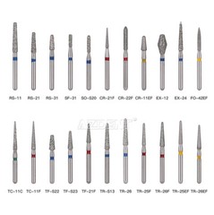 10PCS AZDENT Dental FG Diamond Burs 100Types for High Speed Turbine Handpiece