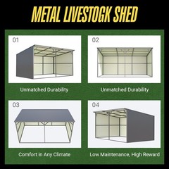 12’x20′ Metal Livestock Shelter Corrosion Resistant for Cattle Horse Sheep